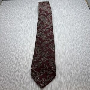 Oscar de la Renta Silk Tie Burgundy Paisley Floral Medallion Necktie